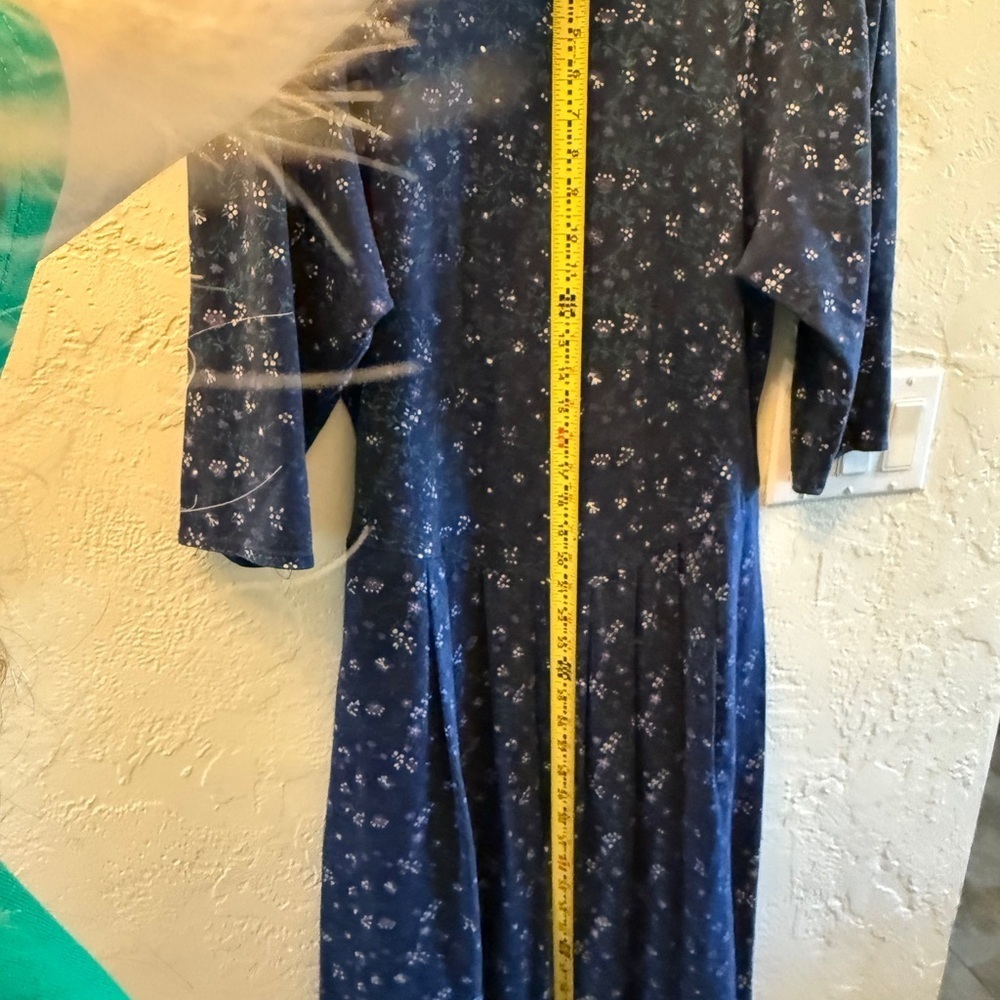 Vintage Paquette Too Chic Long Sleeve Floral Dress in Navy Women’s Sz 14 - Picture 6 of 14